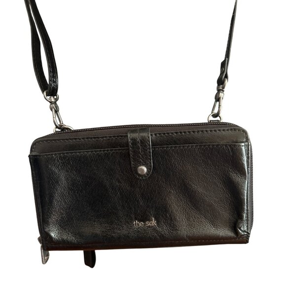 The Sak Black Leather Crossbody/Wristlet With Adjustable Strap & Zipper Closure - Picture 2 of 8